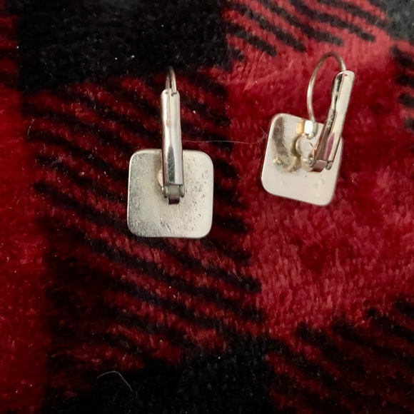 Classy 2-tone Earrings w/Clear Stones - Picture 4 of 5